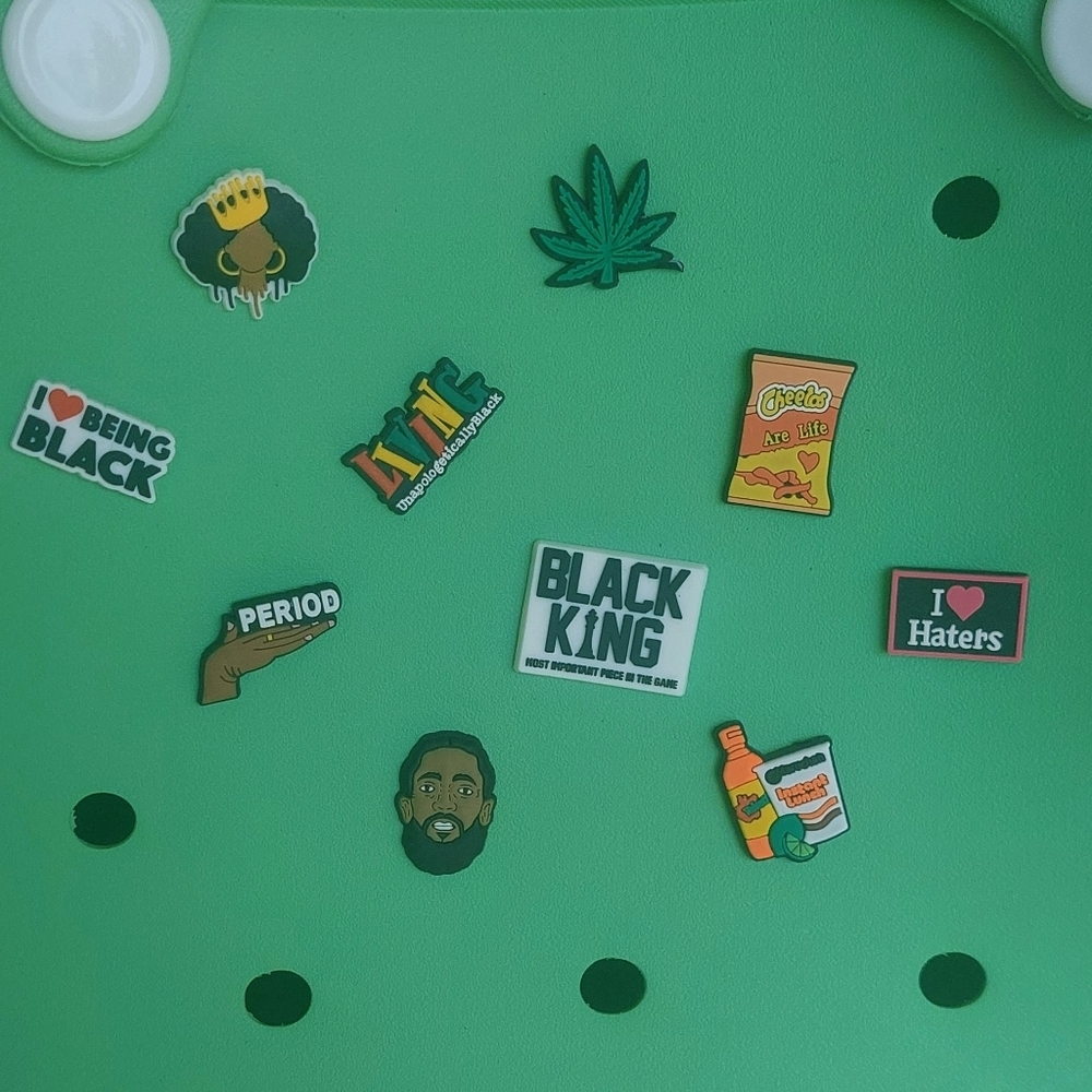 New Black Girl Urban Shoe Charms Black Lives Matter Croc Fit Hemp Leaf Nipsey